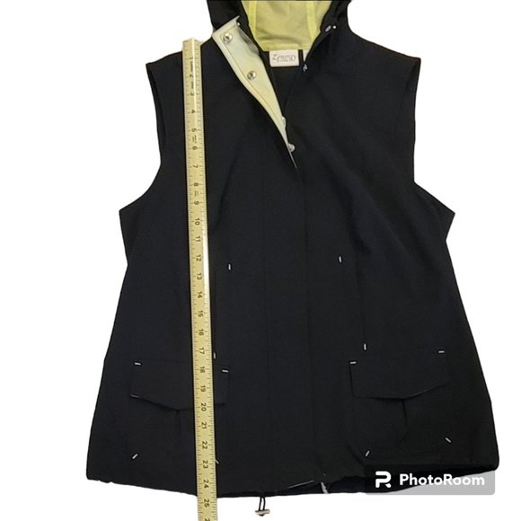 Chico's Zynergy UPF Black Hooded Vest with Mesh Zip Front NEW Sz 1 (Med) - Picture 11 of 14